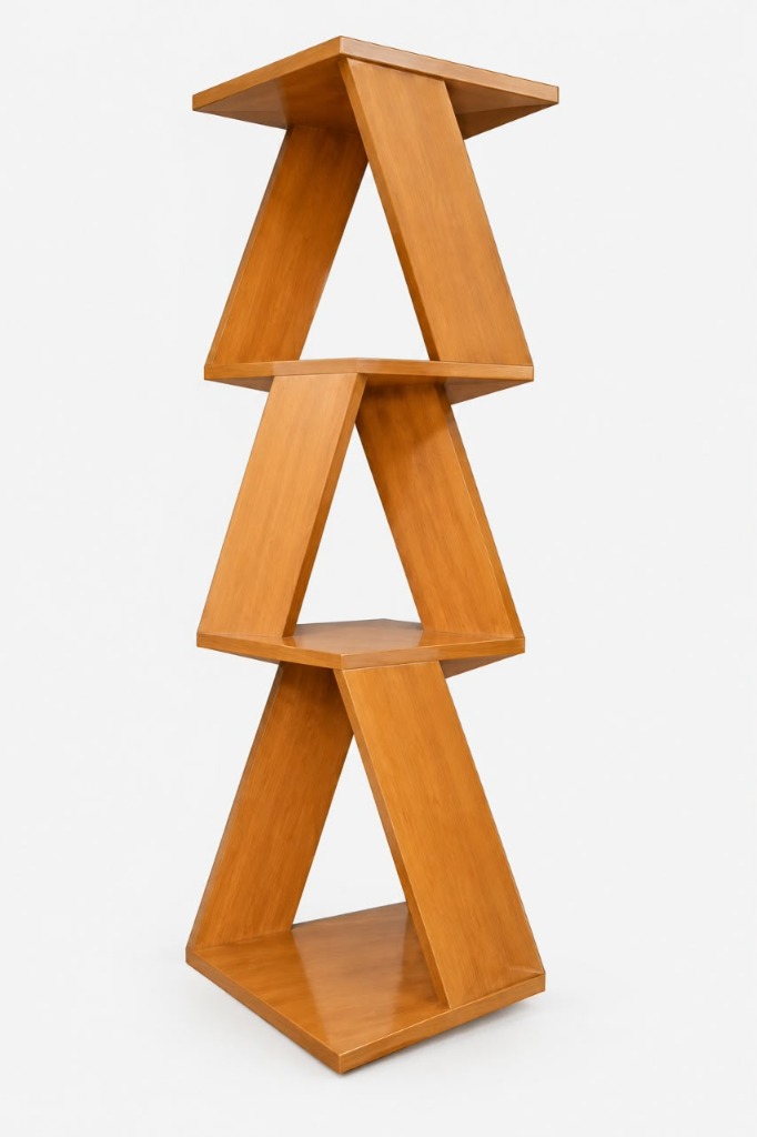 Geometric Wooden Corner Display Tower Shelf