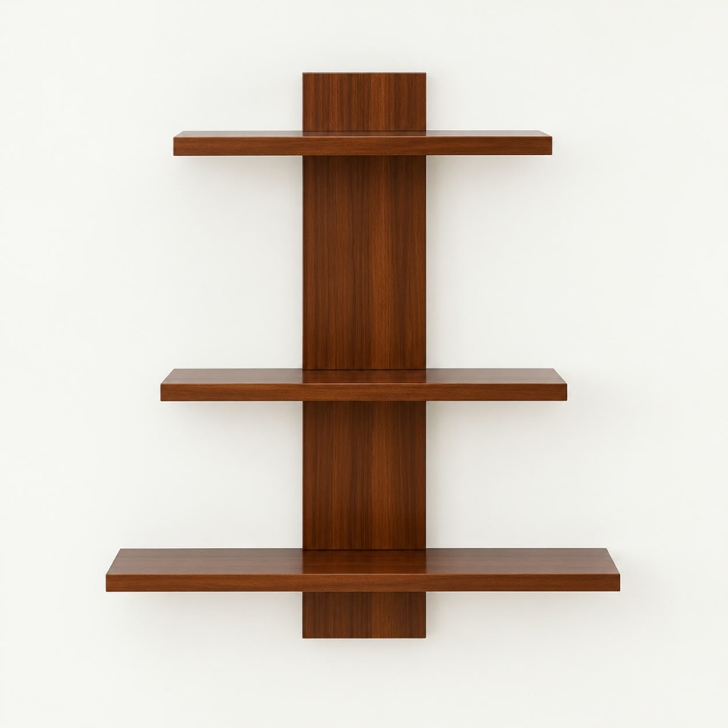 3-Tier Symmetrical Floating Wooden Wall Shelf