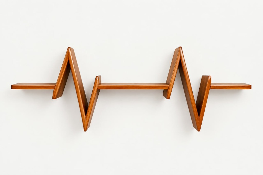 Heartbeat Pulse Wave Floating Wooden Wall Shelf