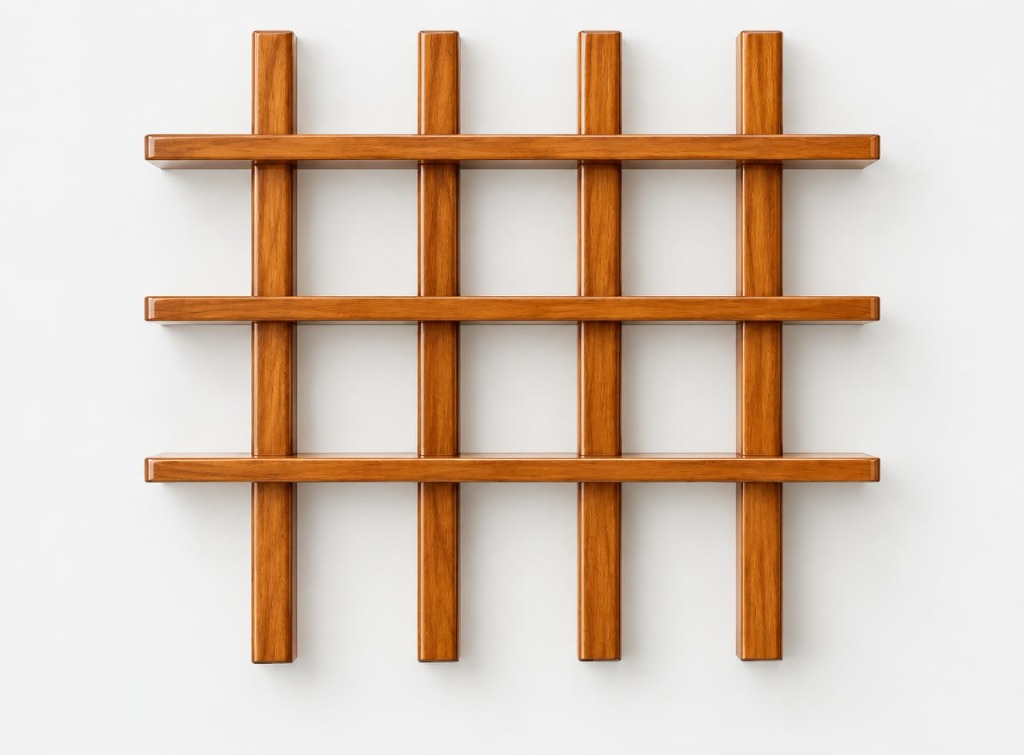 Grid Lattice Wall Mounted Wooden Display Shelf