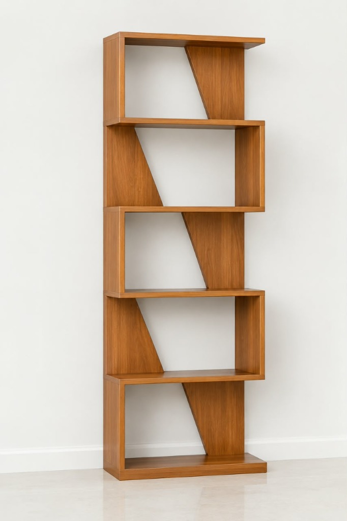 Asymmetric 5-Tier Wooden Display Bookshelf